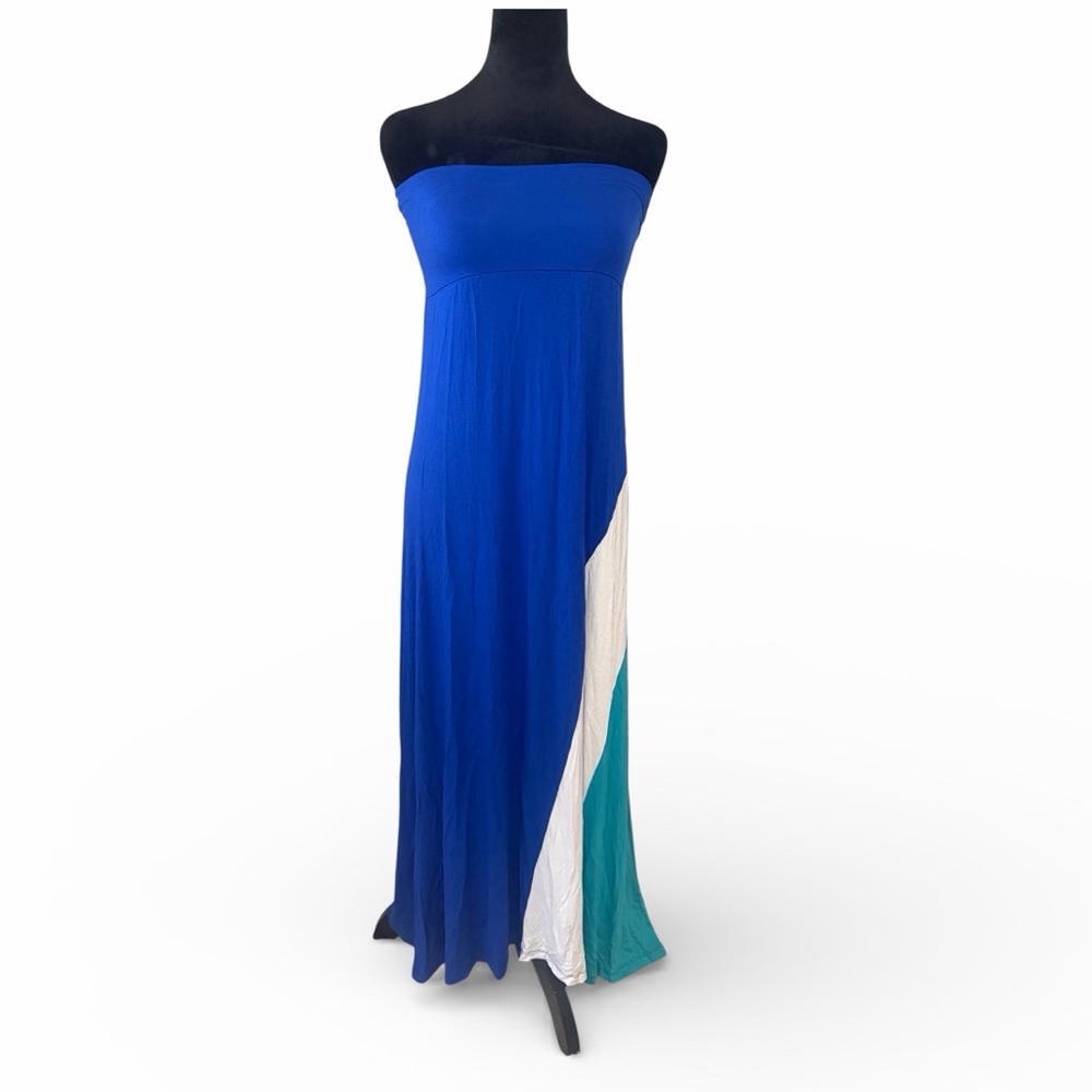 Arden B color-block maxi skirt,Blue,Teal green, white,fold over long,Dress, Med - Picture 5 of 8